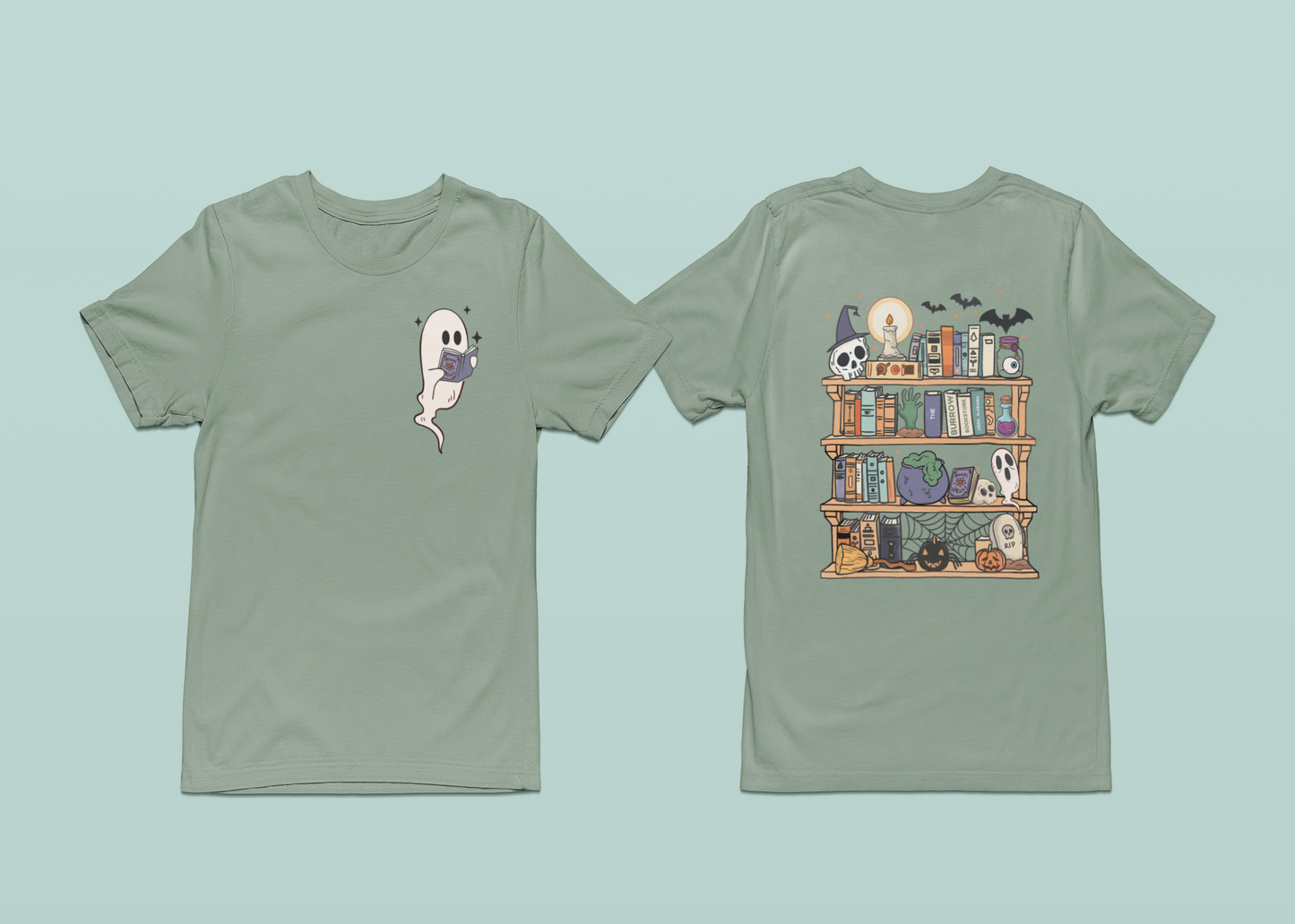 Short-Sleeve T-Shirt: Spooky Burrow Bookshelves