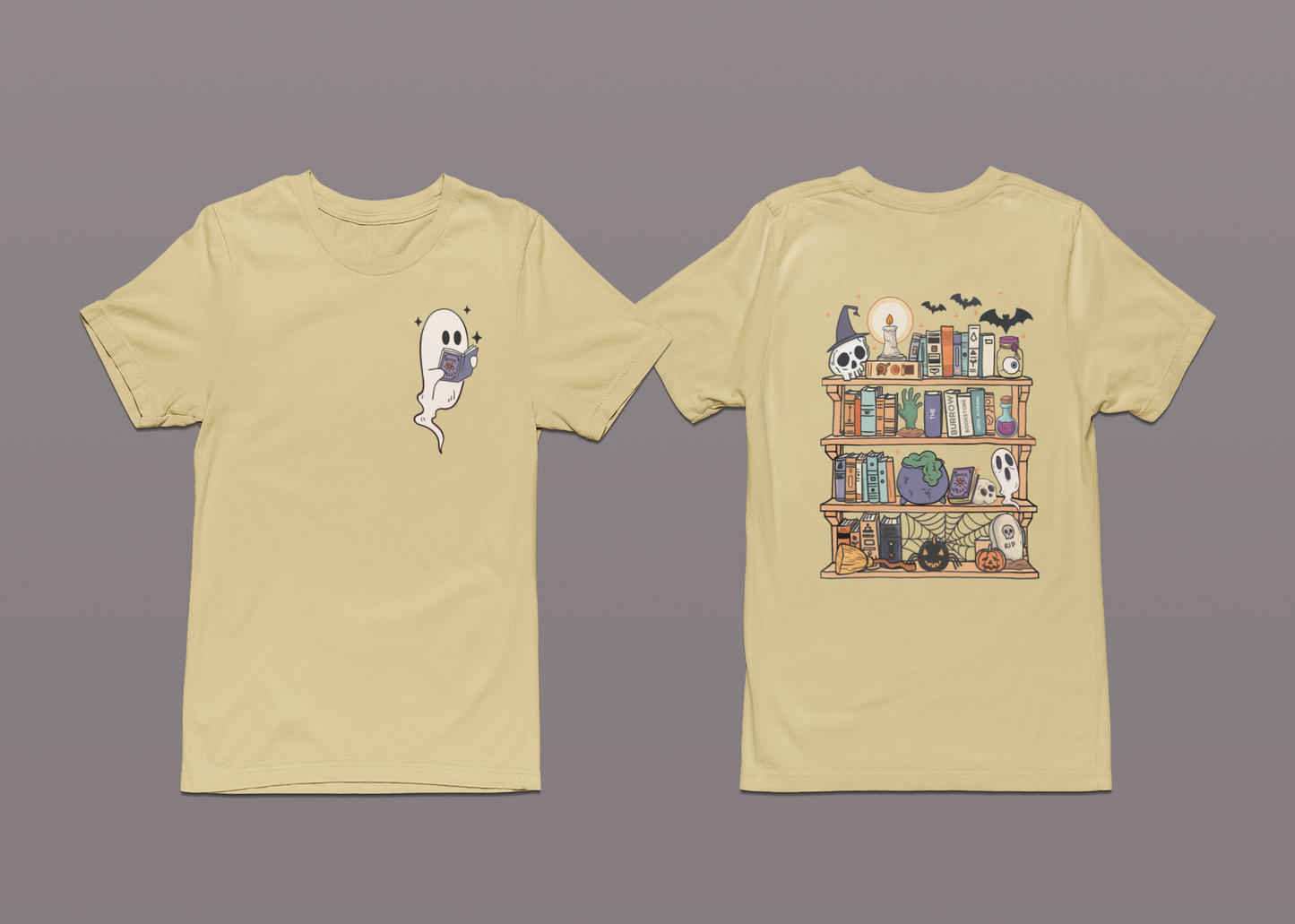 Short-Sleeve T-Shirt: Spooky Burrow Bookshelves