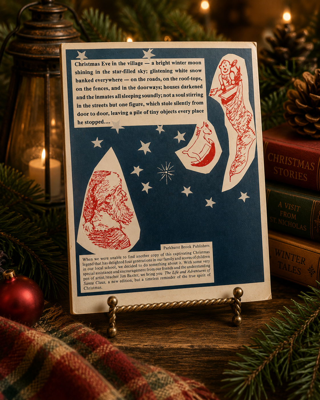 Back cover of vintage paperback The Life and Adventures of Santa Claus with story excerpt and original illustrations.
