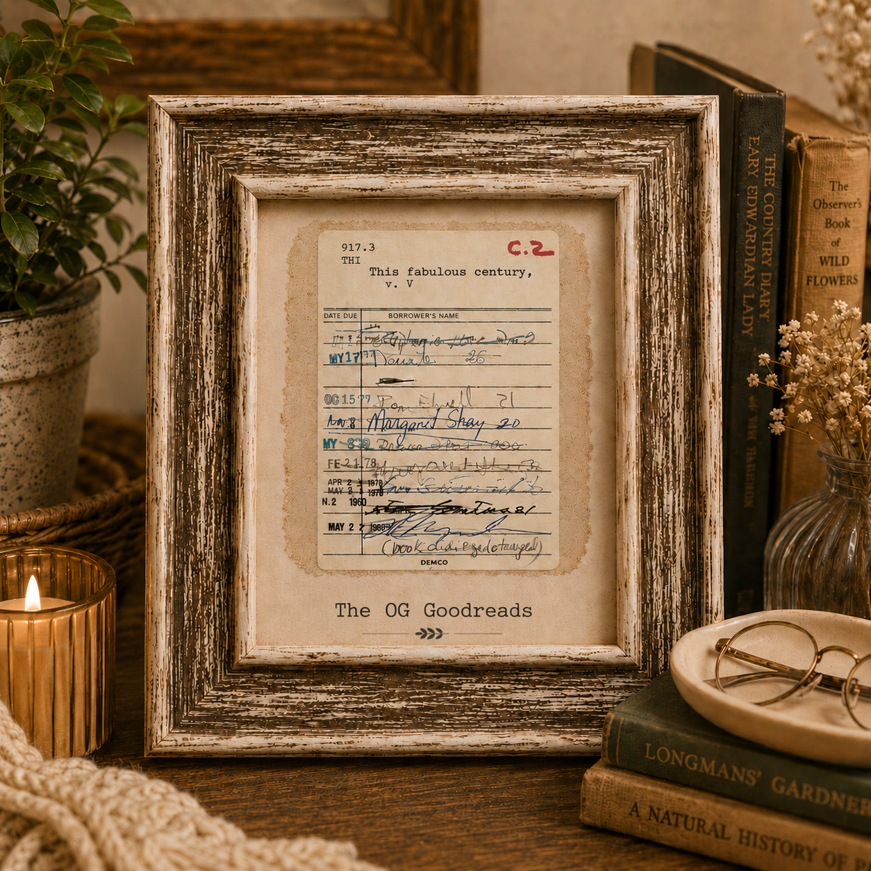 Vintage Library Card Framed Art