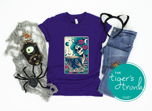 The Reader Tarot Card Skeleton Shirt