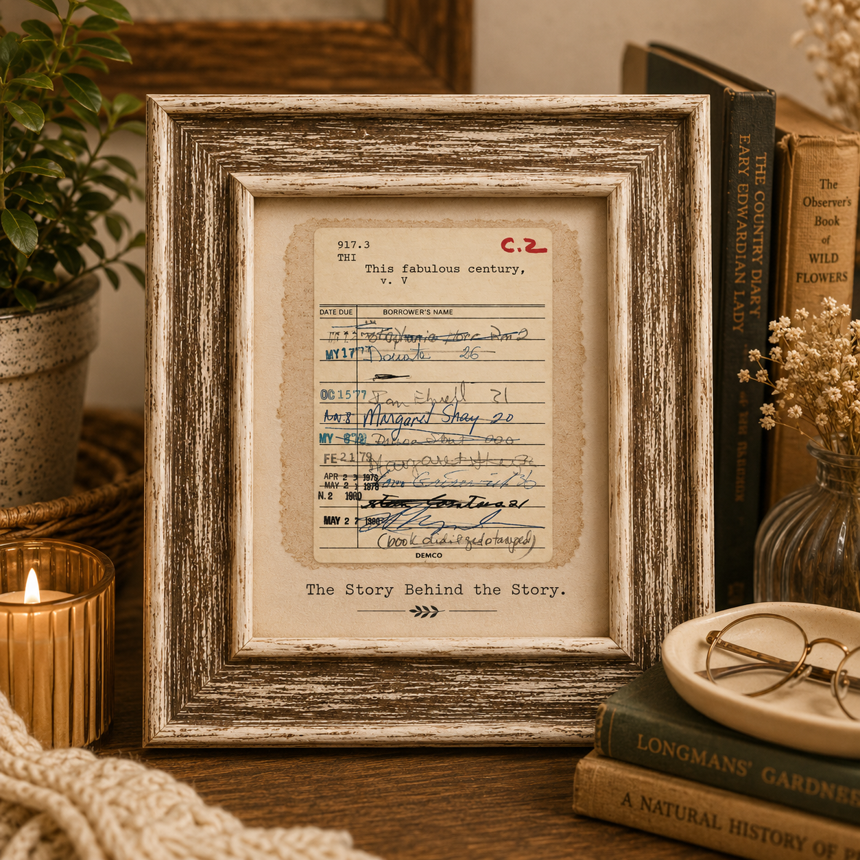 Vintage Library Card Framed Art