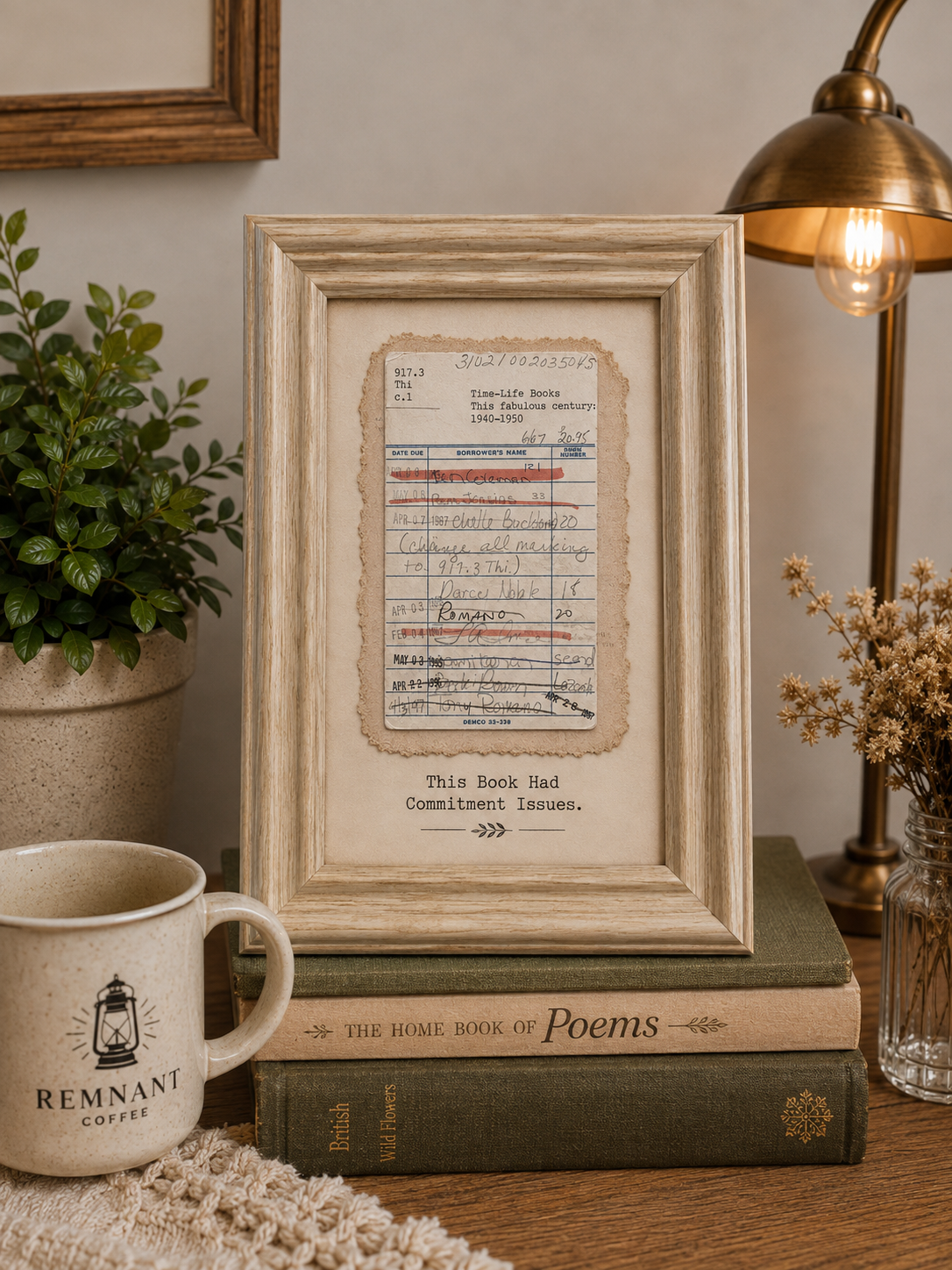 Vintage Library Card Framed Art
