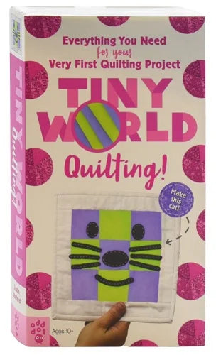 iny World quilting kit displayed with fabric pieces and sewing materials in a cozy craft setting