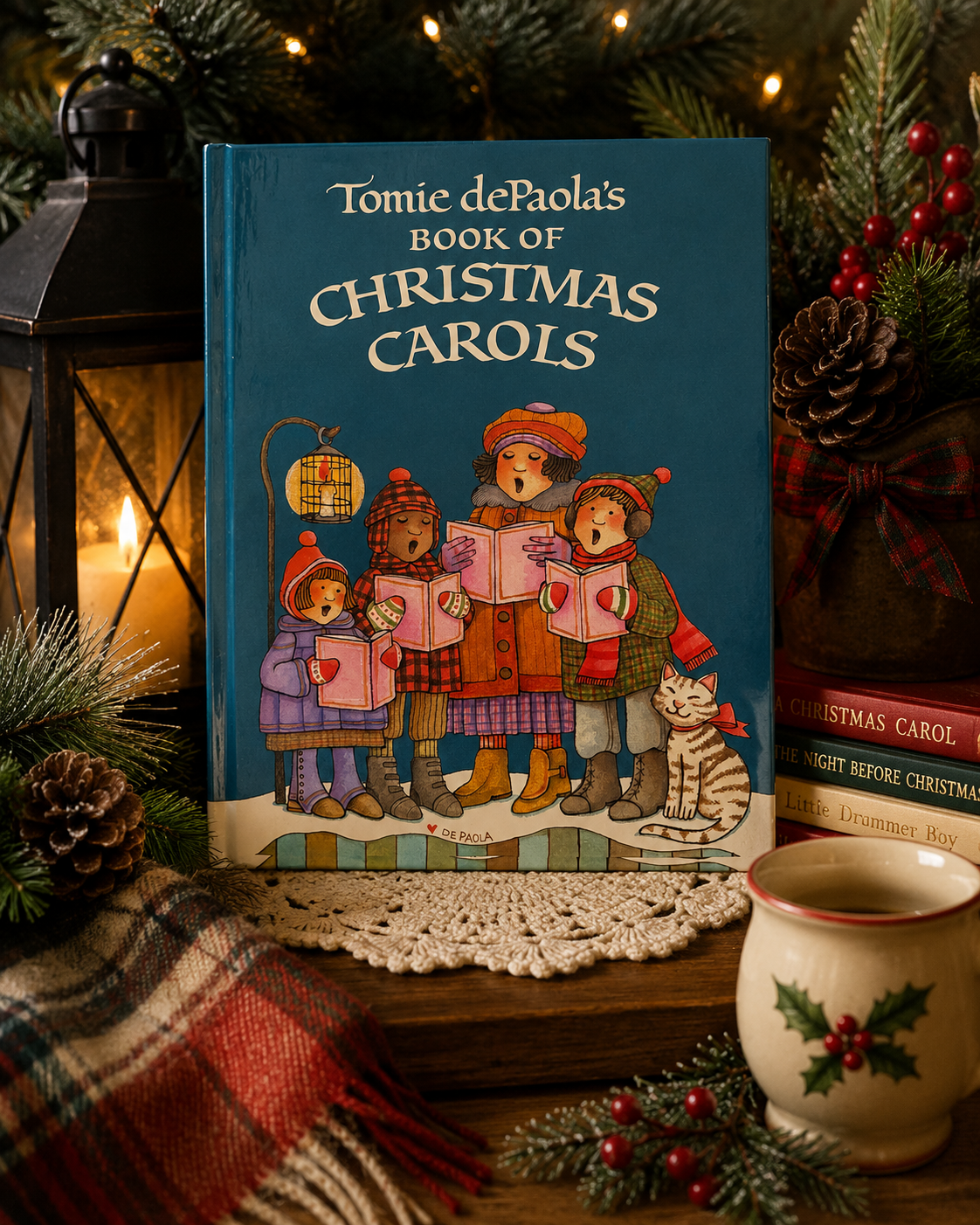 Vintage 1987 hardcover edition of Tomie dePaola's Book of Christmas Carols in very good condition.