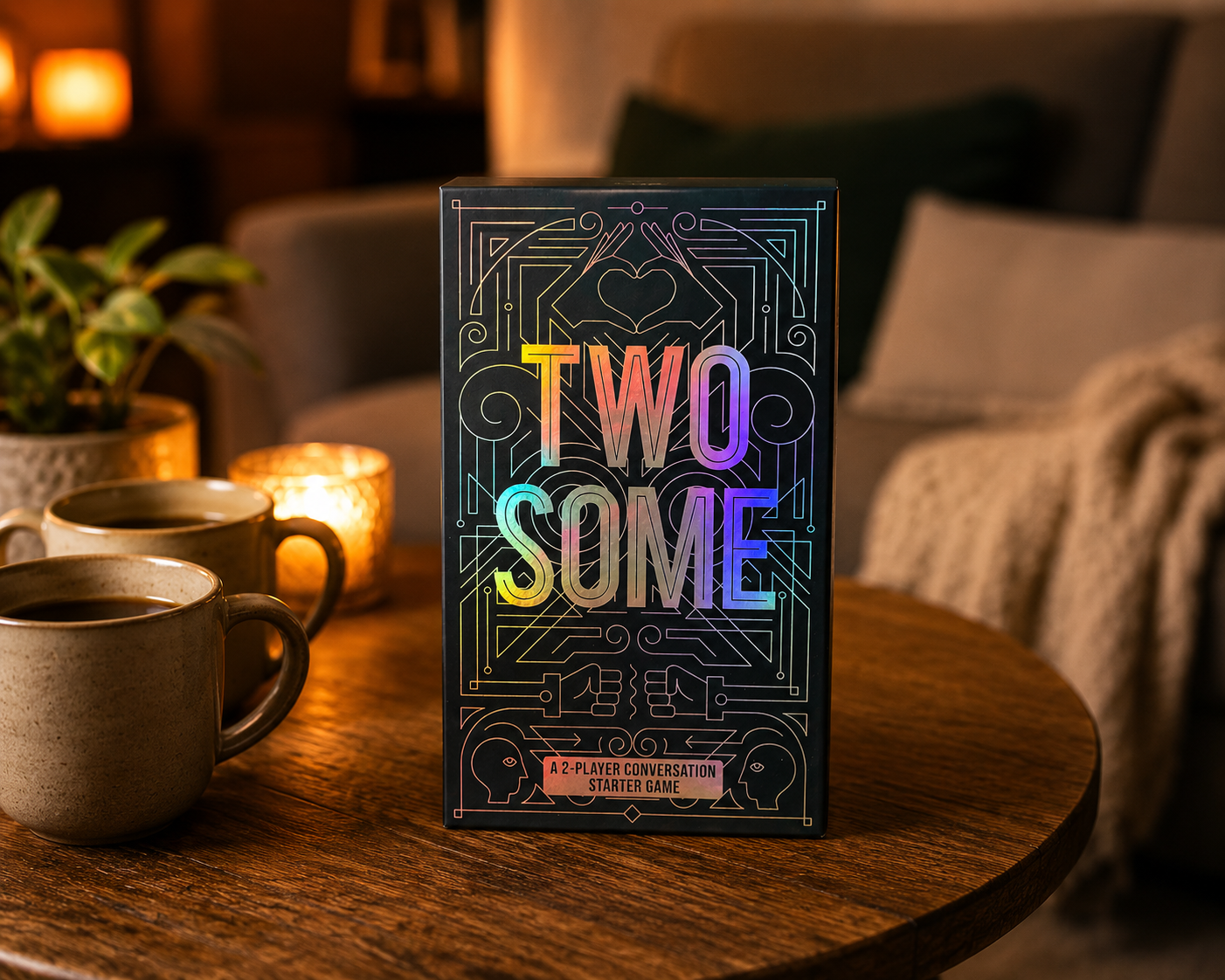 Twosome conversation starter game by Buffalo Games with cards and game board for couples and friends.