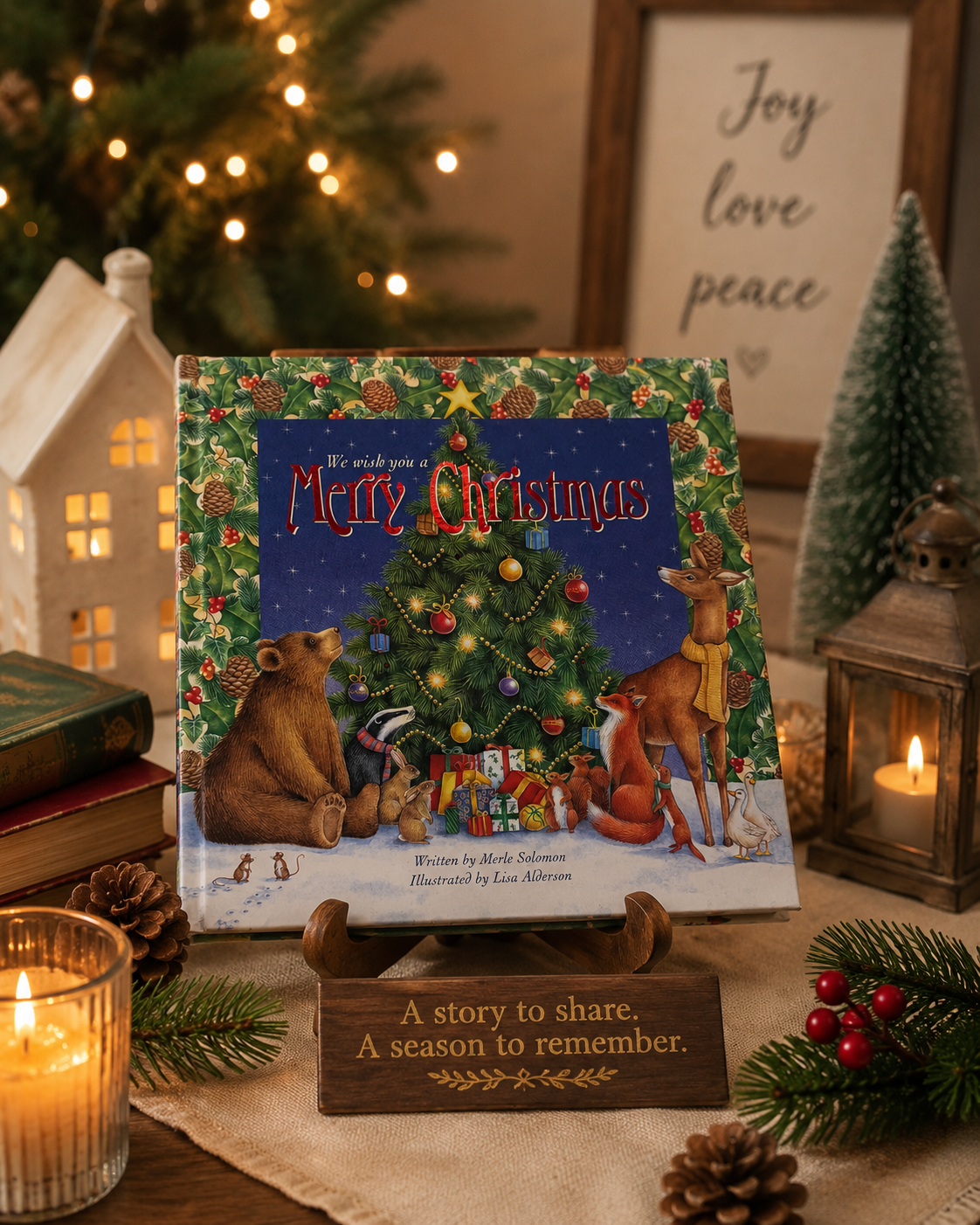 Cover of We Wish You a Merry Christmas by Merle Solomon, an illustrated children's holiday book based on the classic Christmas carol celebrating the joy and traditions of the Christmas season.