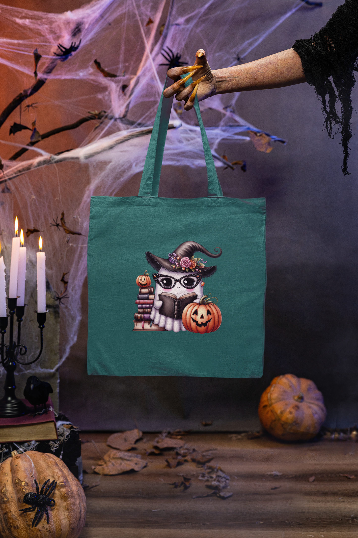 Canvas Tote Bag: Witchy Ghost